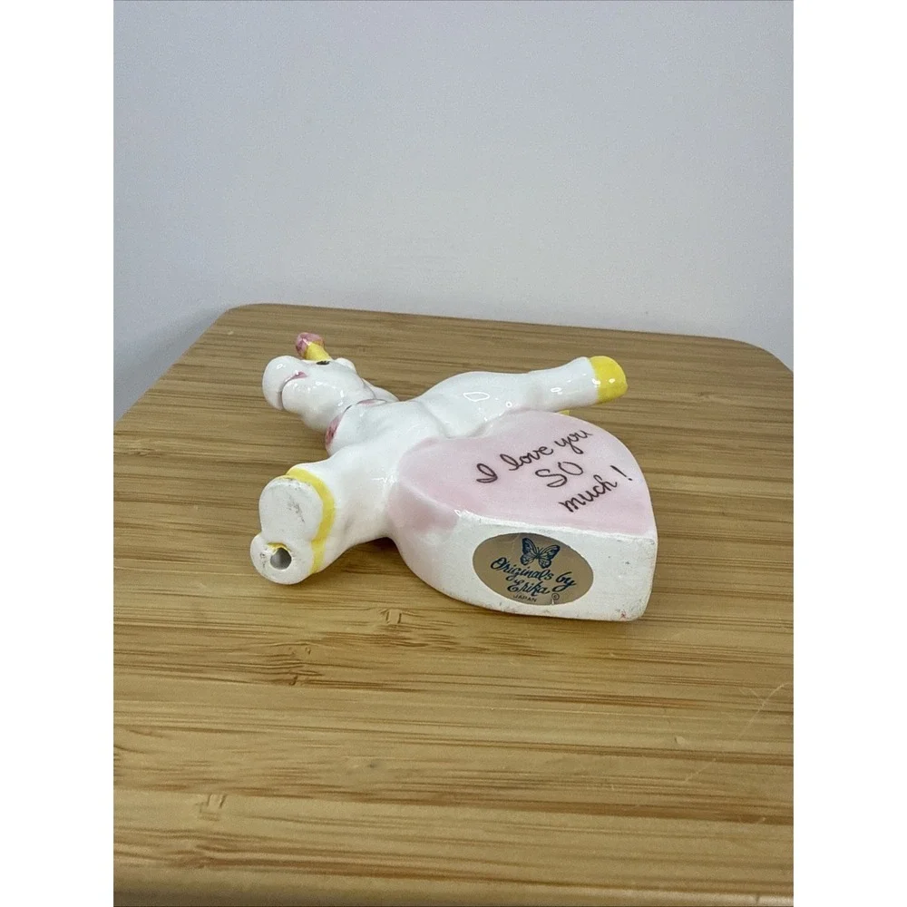 Vtg Erika Japan Valentines Day Unicorn Figurine I Love You Conversation Heart‎